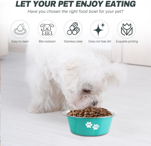 Stainless Steel Dog Bowls, Nonslip Rubber Bottom No Spill Proof Skid Metal Insulated Dog Bowls for Large Medium Small Breed Dogs (Green, 3.6 Cups/29 OZ) - Image 5