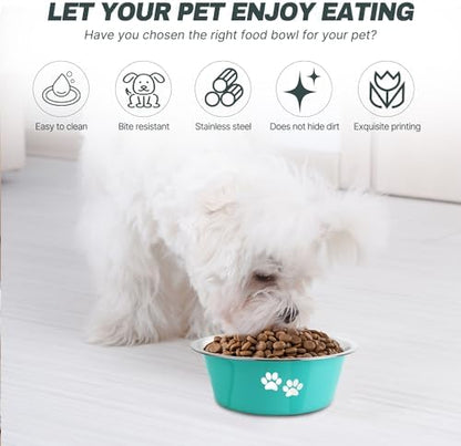 Stainless Steel Dog Bowls, Nonslip Rubber Bottom No Spill Proof Skid Metal Insulated Dog Bowls for Large Medium Small Breed Dogs (Green, 3.6 Cups/29 OZ) - Image 5