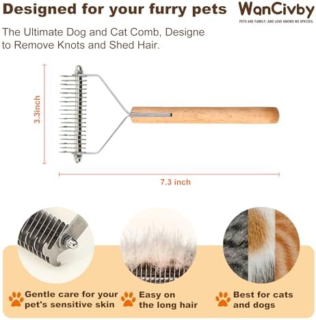Dog Grooming Brush 2-in-1 - Undercoat Rake & Dematting Tool, Effective Shedding Control for Detangling All Dog Sizes - Image 4