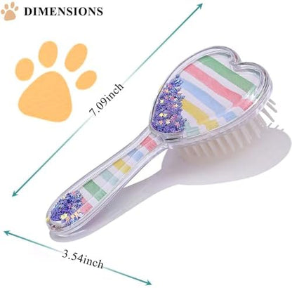 Small Soft Dog Grooming Brush, Pet Massage Hair Brush (Rainbow) - Image 2