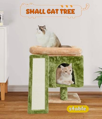 SYANDLVY Small Cat Tree for Indoor Cats, Cat Tower with Scratching Post, Modern Activity House for Large Cats, Condo with Board, Kittens Cave - Image 2