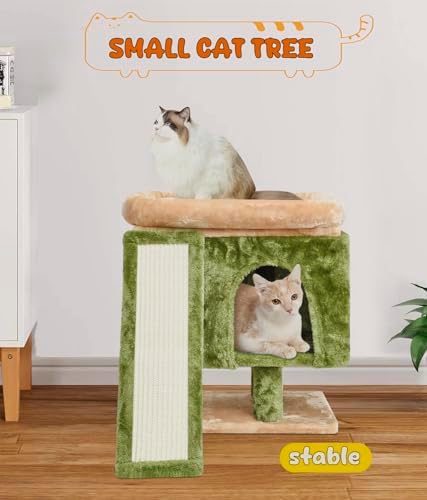 SYANDLVY Small Cat Tree for Indoor Cats, Cat Tower with Scratching Post, Modern Activity House for Large Cats, Condo with Board, Kittens Cave - Image 2