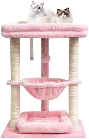 SYANDLVY Small Cat Tree for Indoor Cats with Top Perch Hammock & Bottom Bed by SYANDLVY