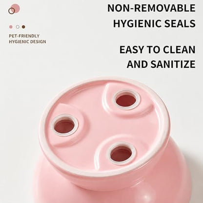 Ceramic Slow Feeder Cat Bowl, Elevated Tilted Design, Pink - Image 5