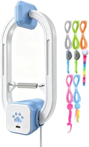 Interactive Cat Toy, Flapping Bird & Rotating Feather Teaser for Indoor Cats, Hanging Doorway Cat Toys with Fishing Pole for Exercise, Boredom Relief & Fun Games by HAPPYCODE