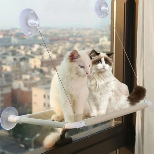 Khaki Cat Window Hammock Perch Cat Safety Sunny Bed with Durable Heavy Duty - Image 2