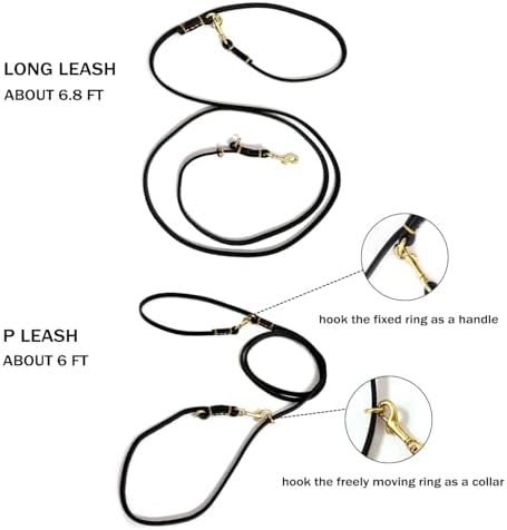 Multi Function 8ft Genuine Leather Hands Free Dog Training Leash for Puppy Small and Medium Dogs (8 Foot*3/8 inch, Black) - Image 5
