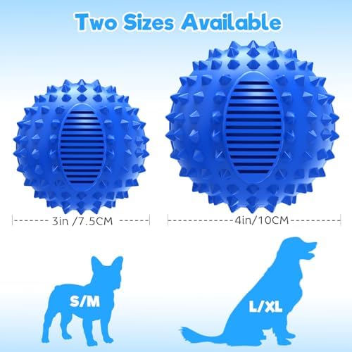 petizer 4" Squeaky Dog Balls for Aggressive Chewers, Durable Interactive Spiky Ball for Teething, Indestructible Rubber Dog Chew Toys, Tough Pet Toys for Small, Medium & Large Breeds - Image 6