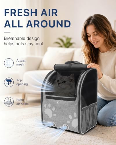 Cat Backpack Carrier with Comfort Handle, Ventilated Cat Backpack - Image 4