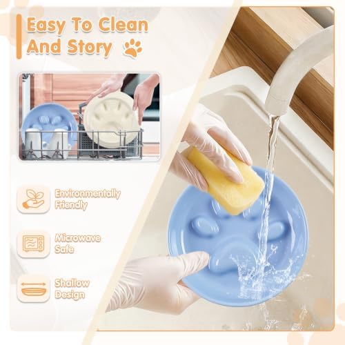Cat Slow Feeder Bowl Set,2 Pcs Pastel Series Cat Plate for Dry and Wet Food - Image 6