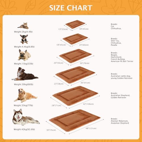 Reversible Dog Bed Mat with Plush and Corn Velvet,Soft Warm Pet Cushion, Dual Purpose Washable Sleeping Mattress Bed for Small Medium Large Dog and Cat XB004 (30"x20", Orange) - Image 3