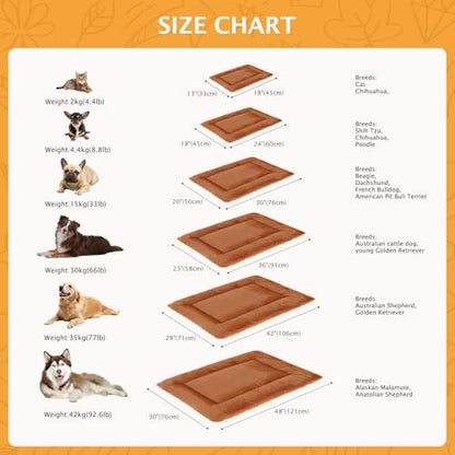 Reversible Dog Bed Mat with Plush and Corn Velvet,Soft Warm Pet Cushion, Dual Purpose Washable Sleeping Mattress Bed for Small Medium Large Dog and Cat XB004 (30"x20", Orange) - Image 3
