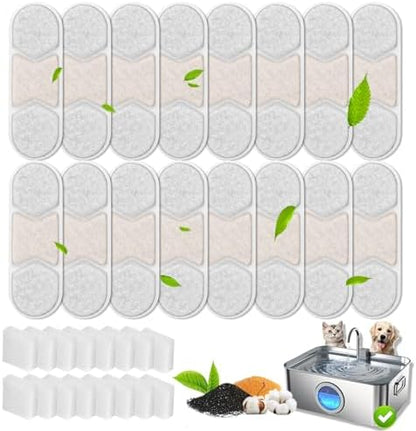 16+16 Pack Replacement Filters Compatible with Models DYSJ01/WF120/WF160 Dog Water Fountain（4.2Gal/16L /410oz/3.2Gal/12L), 8 Month Set for Large Dogs Water Bowl Dispenser by Unknown