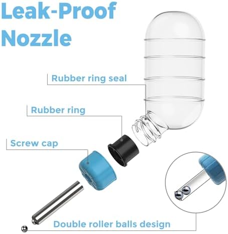 VANNON 3-in-1 Hamster Water Bottle with Food Bowl & Hideout Base, Blue - Image 3