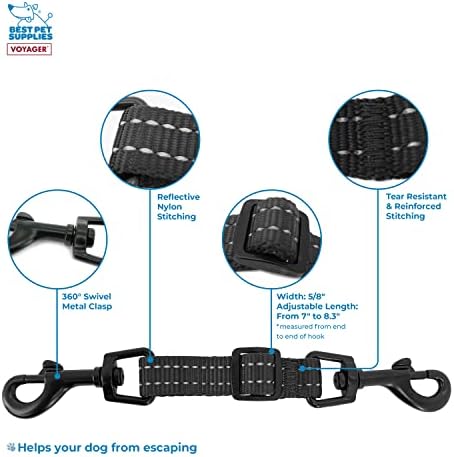 Best Pet Supplies Voyager Dog Collar Safety Clip with Dual Clasps, Collars and No Pull Harness Connectors, Training for Walking, Running, and Hiking, Safety Clip - Black - Image 4