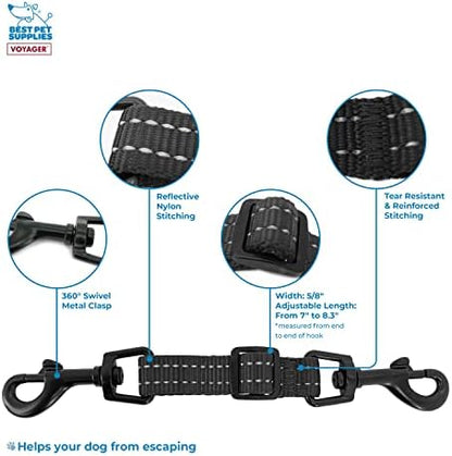 Best Pet Supplies Voyager Dog Collar Safety Clip with Dual Clasps, Collars and No Pull Harness Connectors, Training for Walking, Running, and Hiking, Safety Clip - Black - Image 4