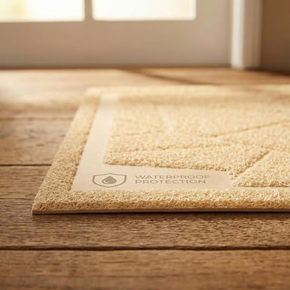WePet Cat Litter Box Mat, Kitty Premium PVC Pad, Durable Trapping Rug, Phthalate Free, Urine-Resistant, Scatter Control, Mosaic, XXL 47 x 35 Inch, Beige - Image 7