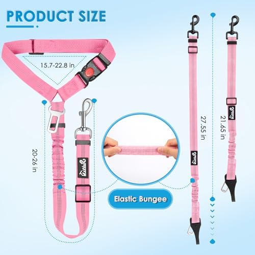 Lukovee Dog Seat Belt, 2 Pack, 3-in-1 Headrest & Seatbelt Clip & Latch - Image 6