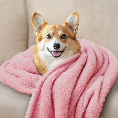 Luciphia 1 Pack 3 Calming Dog Blanket Fluffy Premium Fleece Pet Blankets Soft Sherpa Throw for Dogs Puppy Cat Beige/Pink/HazeBlue Medium (30" x20") - Image 6