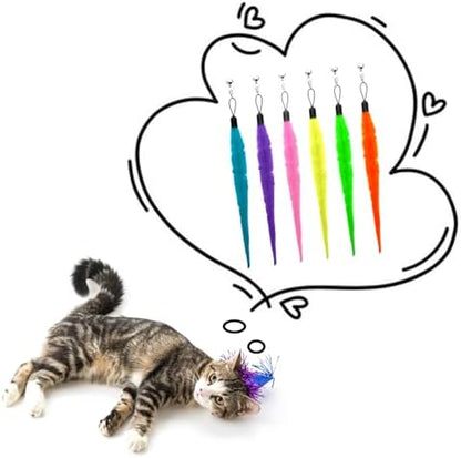 Cat Worms Refills for Wand, 12 PCS Cat Wand Attachments Worms Toy Interactive Kitten Worm Replacements Feather Worm Teaser Refills - Image 7