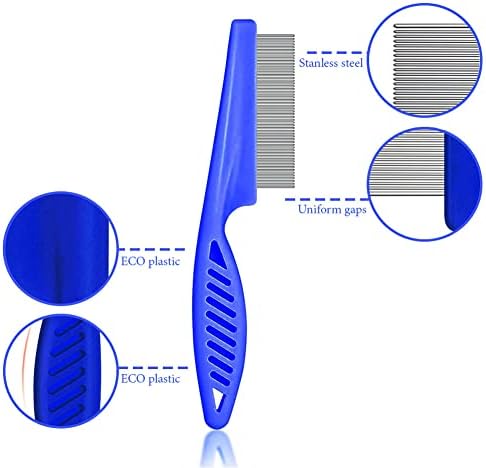 SKYPIA Multipurpose Fine Tooth Grooming Comb - 3 Packs, for Dogs, Cats, Puppies, Kittens, Removes Fleas, Ticks, Lice, Dandruff, and Hair Lice (Blue) - Image 3