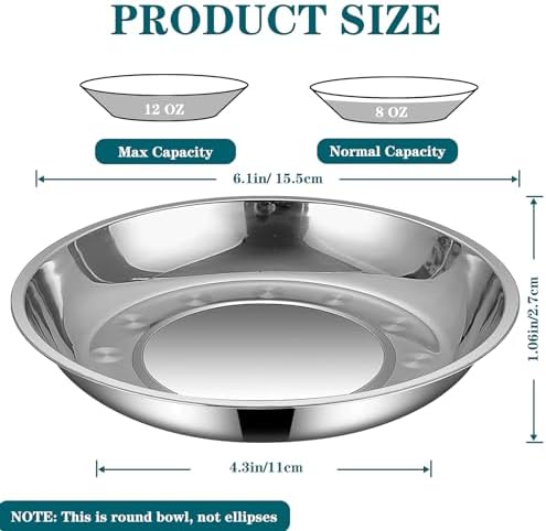 4Packs Cat-Bowls Cat Food Bowl - 6.1 Inch Stainless Steel Cats Feed Bowl for Indoor Cats Shallow and Wide Wet Food Plate Pet Feeding Whisker Fatigue Relief Pet Plate for Kitten Puppy (Type-B) - Image 2