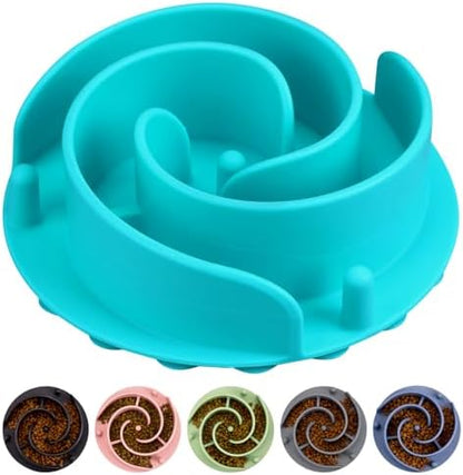 Slow Feeder Dog Bowls Insert, Bestalk Soft Silicone Slow Eating Feeder Insert with Suction Cups for Small, Medium and Large Dogs, Fit into Basic and Elevated Dog Bowls, Teal by BESTALK