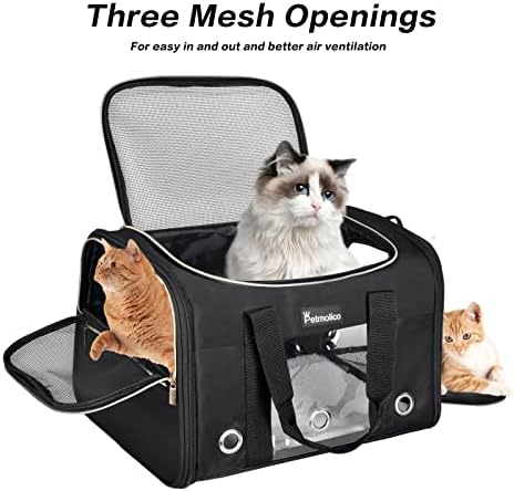 Petmolico Cat Carrier Soft-Sided Airline Approved, Medium,Black - Image 3