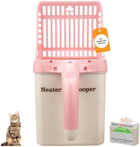 Neater Pet Brands Neater Scooper Standard Cat Litter Scoop, 15 Refill Bags – Mess-Free Cat Litter Scooper with Bag, Spill-Proof Kitty Box Sifter, Bin Doubles as Scoop Holder, For Single-Cat Households by NeaterPetBrands