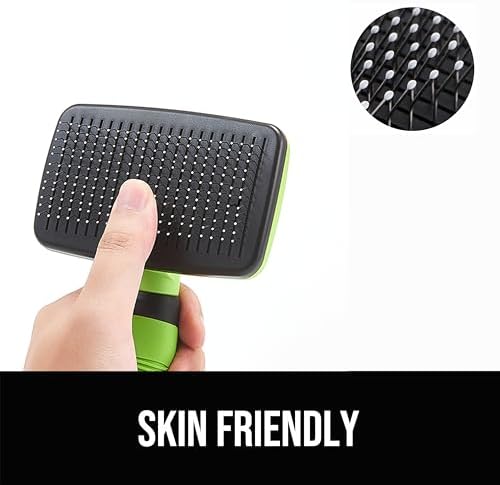 Self Cleaning Slicker Brush for Dogs& Cats, Skin Friendly Grooming Brush for Shedding Long&Short Haired Dogs& Cats, Deshedding Pet Supplies Accessories, Green - Image 4