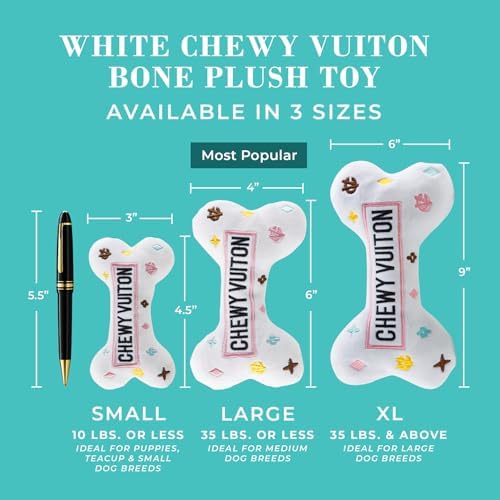 Haute Diggity Dog Chewy Vuiton Bone Plush Dog Toy, Designer Parody Toy - Image 3