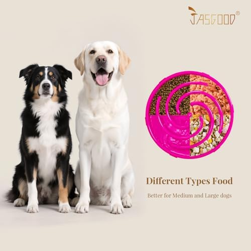 JASGOOD Slow Feeder Dog Bowl for Large Medium Dogs, Anti-Gulping Pet Slower Food Feeding Bowls, Stop Bloat, Preventing Choking, Healthy Design, R-Rose red - Image 4