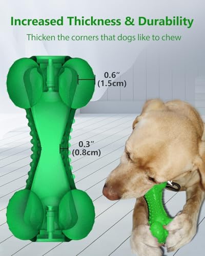 SCHITEC Squeaky Dog Chew Toy for Aggressive Chewers Large Breed, Tough Interactive Teething Rubber Bone for Big Medium Dogs - Image 4