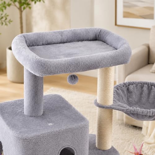 HUITREE 45in Cat Tree Tower with Big Condo for Indoor Cats,Cat Tower with Scratching Post,Scratching Board and Cat Toys,Multi-Level,Small Space,Transformer Cat Tree (336G) - Image 3