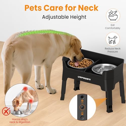 URPOWER Elevated Dog Bowls, 3-in-1 Double Deck Raised Dog Bowl Stand - Image 6