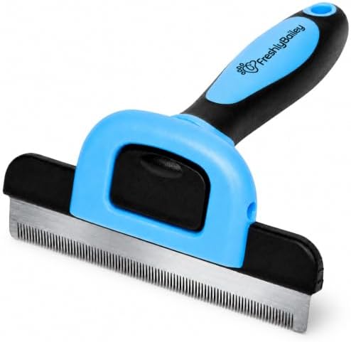 Short Hair Deshedding Brush for Dogs & Cats - Grooming Comb by FreshlyBailey