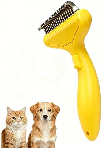 One-Click Self-Cleaning Dematting Comb,Remove Loose Hair,Yellow by Quppa