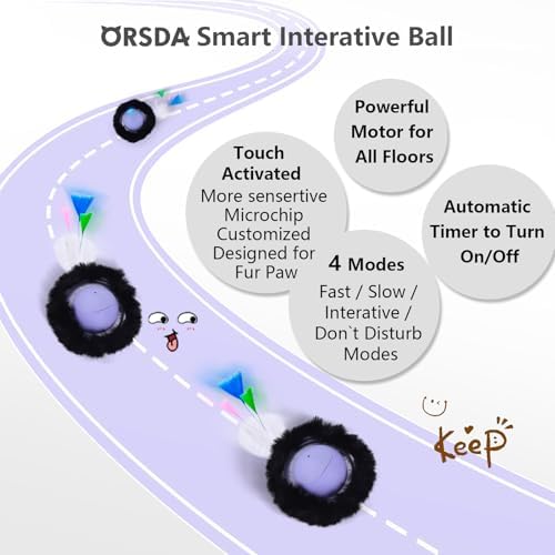 ORSDA Cat Toys, Interactive Activated Moving Ball in 7 Holes Mat, Automatic Fast Rolling Ball, Hide and Seek Toys for Indoor Cats, Exercise Kicker Mouse Catching Game - Image 4