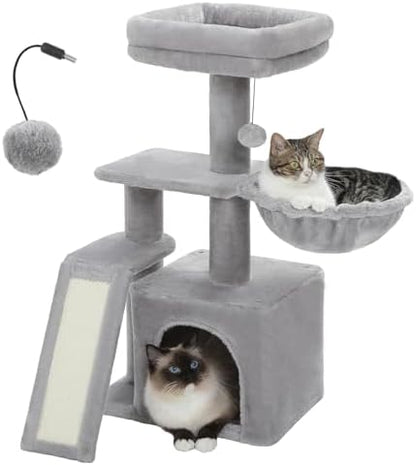 PETEPELA Cactus Cat Tree for Kittens & Small Cats, 32in Cat Tower, Grey by PETEPELA
