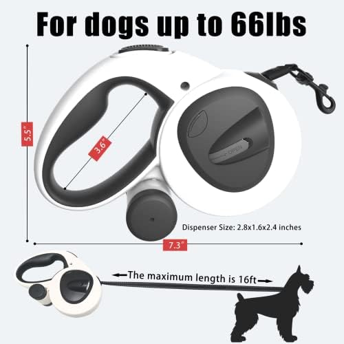 4-in-1 Retractable Dog Leash with LED Light & Dispenser & Poop Bags - Image 4