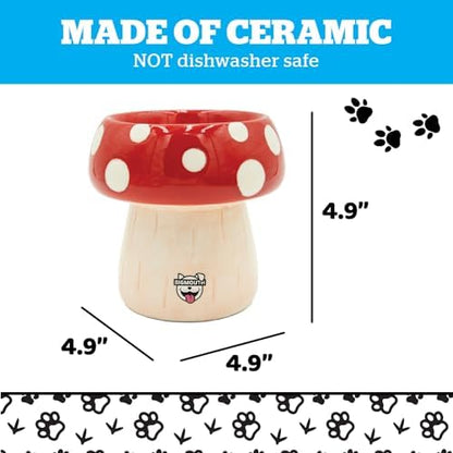 Mushroom Elevated Cat Bowl - Ceramic Raised Cat Bowl for Food, Water - Lifted Food Bowls for Small Dog - Cute Pet Gift - Image 3