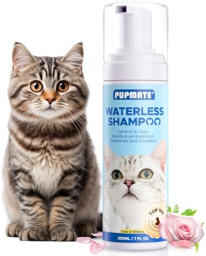 Cat Waterless Shampoo - No Rinse Formula for Quick Clean Between Baths, Hypoallergenic & Detangling, Reduce Itchy Skin Shedding & Odor Control,Vet-Recommended for Kittens/Senior Cats by PUPMATE
