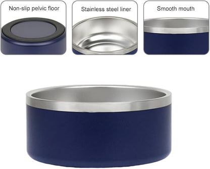 Non-Slip 42oz Stainless Steel Dog Bowl for Large Dogs – Heavy Duty, Dishwasher Safe & Rustproof, Extra Wide Base Prevents Tipping, Durable Pet Food & Water Feeder (Blue)