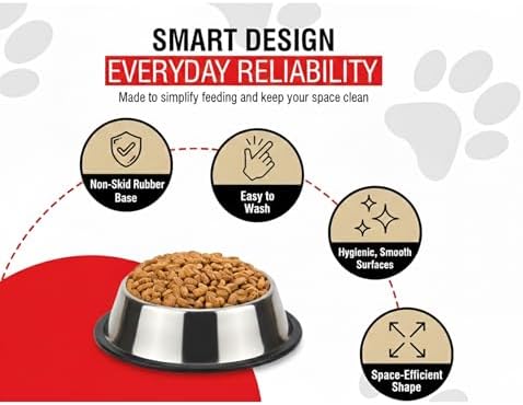 Loving Pets Stainless Steel Non-Tip Dog Bowl – Heavy Duty No Spill Dog Bowl with Removable Rubber Base – Durable, Non-Skid Stainless Steel Dog Food Bowl & Dog Water - Image 4