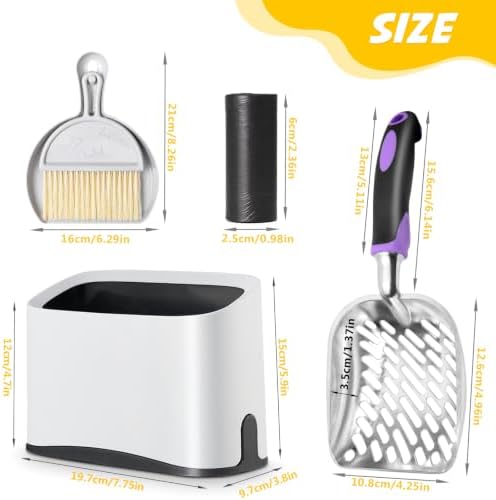 Cat Litter Scooper with Holder,Metal Cat Litter Scoop, Kitty Poop Scooper Stand for Litter Box, Cat Caddy for Litter Scoop, Fast Sifting Kitty Poop Scooper Caddy Poop Scooper Stand - Image 2