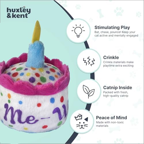 Huxley & Kent Plush Cat Toy - Interactive Catnip Toy for Cats & Kittens - Soft with Crinkle & Catnip - Fun Indoor Play - Mewow Cake - Image 4