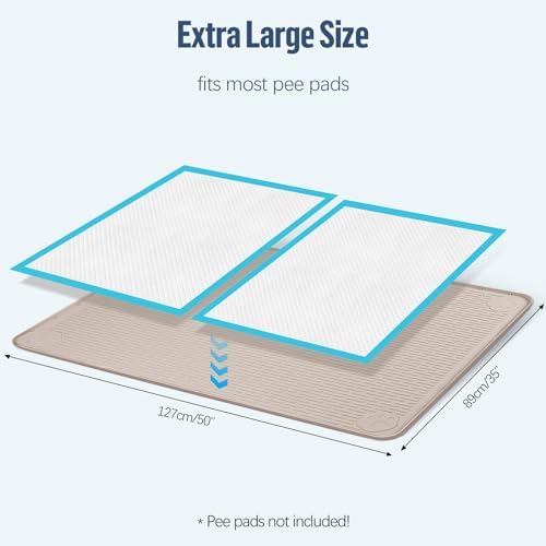 Pee Pad Holder for Dogs 50''x35'' Silicone Puppy Pee Pad Tray, Khaki - Image 2