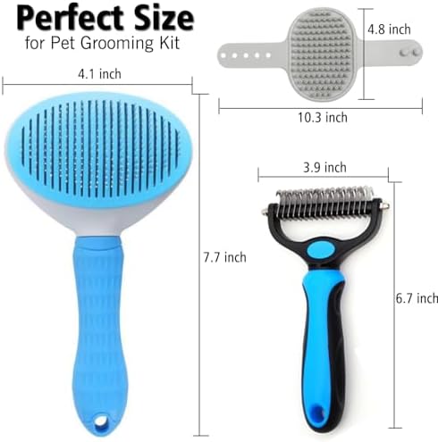 3PCS Dog Grooming Brush - Dog Brush for Shedding Massaging Bathing - Double Sided Shedding, Dematting Undercoat Rake - Self Cleaning Slicker Comb for Dogs and Cats with Long or Short Coats - Image 7