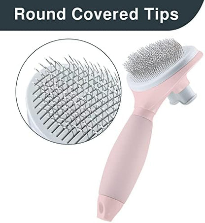 Cat Hair Brush, Soft Silicone Self Cleaning Brush for Short and Long Haired Cats, Pink Pet Grooming Comb, Cat Shedding Brushes - Image 3