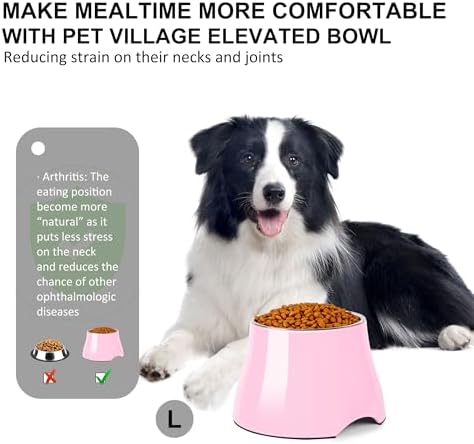 Dog Bowls,Cone Friendly Non Slip Single Dog Bowl with Stainless Steel Inner, Raised Bowls for Small and Medium Dogs Spaniel Dogs Long Ear, High Capacity, L/3 Cups Pink - Image 3
